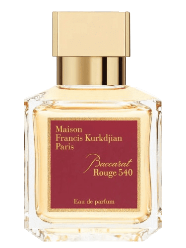 MFK Baccarat Rouge 540 bottle on black silk